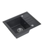 QUADRON BEN 116 fekete gránit mosogató fekete csaptelep rugalmas kifolyóval + szifon + kupak