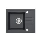 QUADRON BEN 116 fekete gránit mosogató fekete csaptelep rugalmas kifolyóval + szifon + kupak