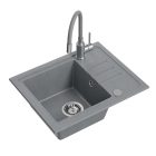 QUADRON BEN 116 szürke gránit mosogató szürke csaptelep rugalmas kifolyóval + szifon + kupak