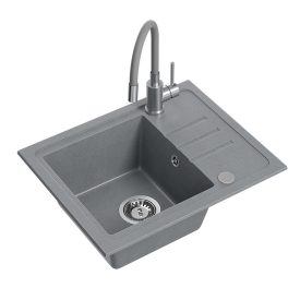   QUADRON BEN 116 szürke gránit mosogató szürke csaptelep rugalmas kifolyóval + szifon + kupak