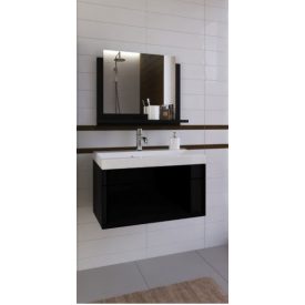   DREAM I 60  Luna fekete fürdőszoba mosdószekrény + tükör + mosdó