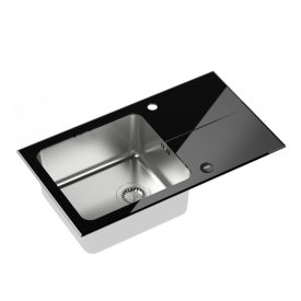 Hugh 111 acélkamrÁS MOSOGATÓ TÁLCA fekete üveglappal