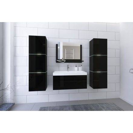 Ibiza Big II 60 Magasfényű fekete fürdőszoba bútor mosdóval