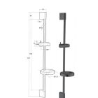 SOTBE LARK fekete 60 állítható zuhanyrúd szappantartóval