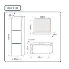 LIKE I 60 Magasfényű fehér fürdőszoba bútor 