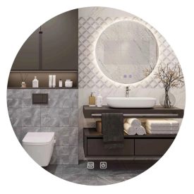   kerek LED tükör 90cm, 3 világos szín-fűtési funkcióval