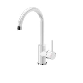 NAOMI Steinglass acél konyhai csaptelep magasfényű fehér