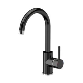 NAOMI Steinglass acél konyhai csaptelep magasfényű fekete