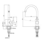 NAOMI Steinglass acél konyhai csaptelep magasfényű fekete