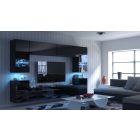 Prince Concept 27 nappali bútor szett magasfényű fekete (240cm)