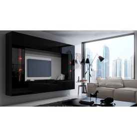   Prince Concept 28 nappali bútor szett magasfényű fekete (273cm)