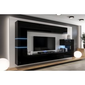   Prince Concept Anna 89 nappali bútor szett magasfényű fekete (332cm)