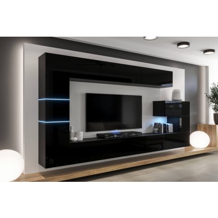 Prince Concept Anna 89 nappali bútor szett magasfényű fekete (332cm)