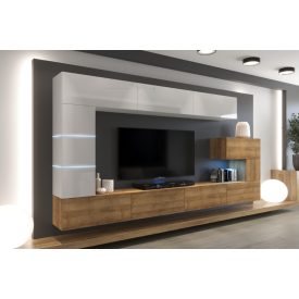   Prince Concept Anna 89 nappali bútor szett magasfényű fehér-arany tölgy (332cm)