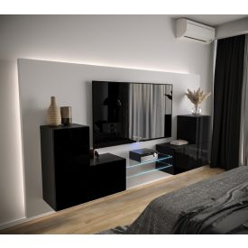   Prince Concept 96 nappali bútor szett magasfényű fekete (226 cm)