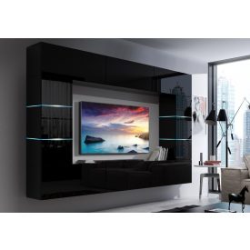   Prince Barcelona Concept 61 nappali bútor szett magasfényű fekete (273cm)