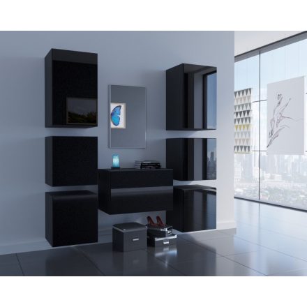 Prince gloss modern f3 előszoba bútor magasfényű fekete