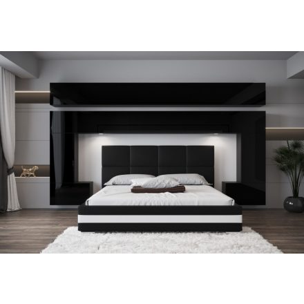 Prince Panama 5 hálószoba bútor magasfényű fekete (323cm)