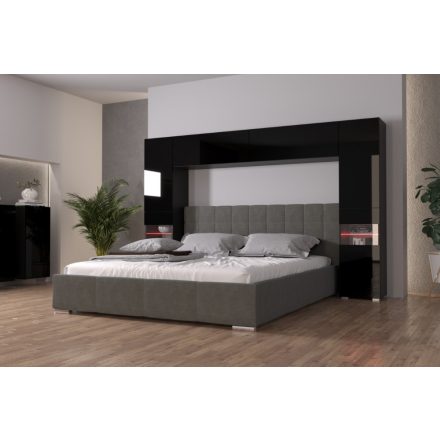 Prince Panama 12 hálószoba bútor magasfényű fekete (256cm)