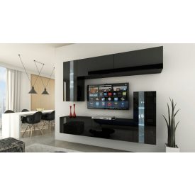   Prince Symetric CONCEPT 30 nappali bútor szett magasfényű fekete (219cm)