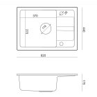 TOM 116 szürke gránit mosogató (62x44x17,5) + szifon + dugó