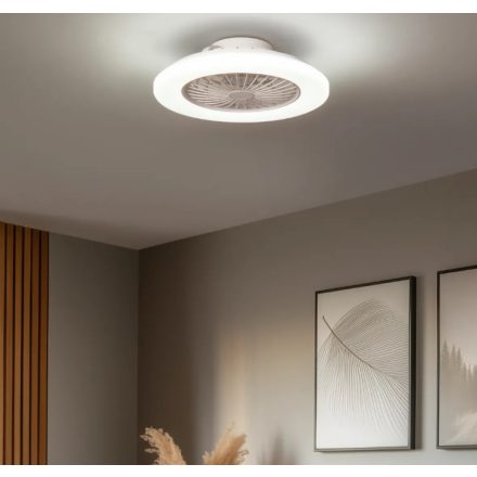 Mennyezeti ventilátor fehér,LED-del, KELVINBEN dimmelhető  távirányítóval (48,5CM)