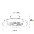Ezüst színű mennyezeti ventilátor csillag effektussal ,LED-del, fényerőszabályzóval és távirányítóval (60cm)
