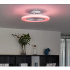 Mennyezeti ventilátor fehér,LED-del, dimmelhető RGB-vel és távirányítóval (48,5CM)