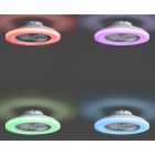 Mennyezeti ventilátor fehér,LED-del, dimmelhető RGB-vel és távirányítóval (48,5CM)