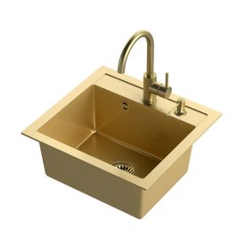   ART JOHNNY arany gránit mosogató szifonnal, arany Naomi csappal-adagolóval