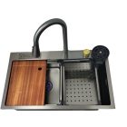 Black-max fekete acél mosogató szett 750R