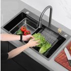 Black-max fekete acél mosogató szett 750R