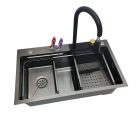 Black-max fekete acél mosogató szett 750+