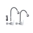 Flexi falra szerelhető konyhai csaptelep szürke-króm