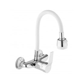 Flexi falra szerelhető konyhai csaptelep fehér-króm