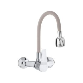 Flexi falra szerelhető konyhai csaptelep bézs króm