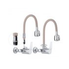 Flexi falra szerelhető konyhai csaptelep bézs króm