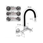 Flexi BOTI falra szerelhető konyhai csaptelep fekete