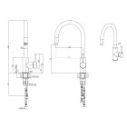 JENNIFER kihúzható SteelQ konyhai csaptelep rozsdamentes acél / fekete metál