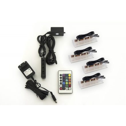 Rejtett LED világítás  nappali bútorokhoz 4 led + 2 négyzet alakú kék - C63, C66, S55