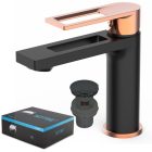 SOTBE LOFT SVART ROSE GOLD fekete mosdócsaptelep fém dugóval