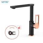 SOTBE loft SVART ROSE GOLD Fekete, nagy forgású konyhai csaptelep