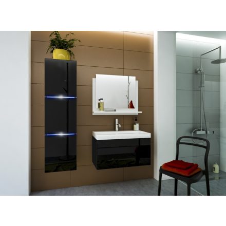 PRINCE LUNA I 60 Magasfényű fekete fürdőszoba bútor mosdóval
