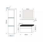 PRINCE LUNA I 60 Magasfényű fekete fürdőszoba bútor mosdóval