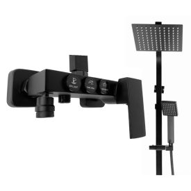   MAXO Zuhanyszett csapteleppel, rendkívül vékony esőzuhannyal fekete