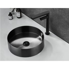 ROUND 40  kerek fekete acél mosdókagyló KLIKK DUGÓVAL