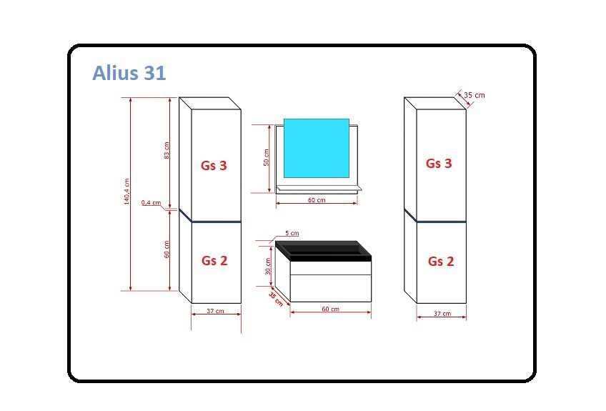ALIUS 31 MATT FEHÉR FÜRDŐSZOBA BÚTOR