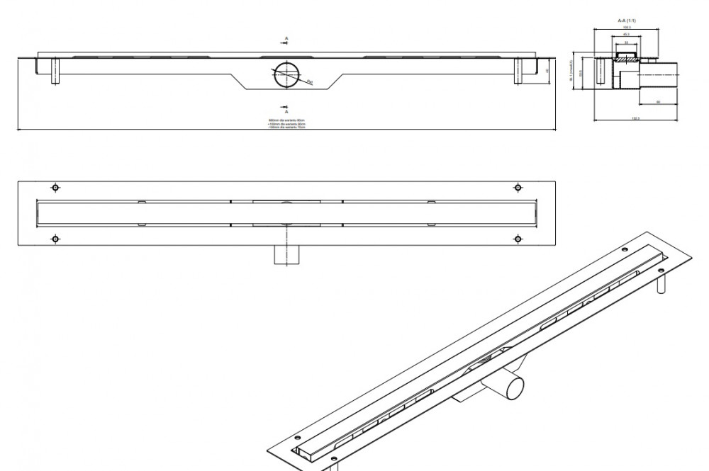 ambro D'oro lineáris lefolyó EZÜST MATT borítással 700mm